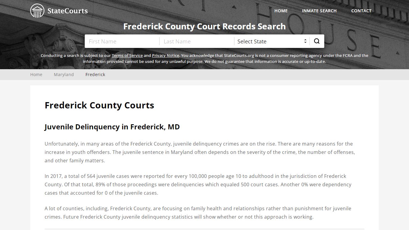 Frederick County, MD Courts - Records & Cases - StateCourts